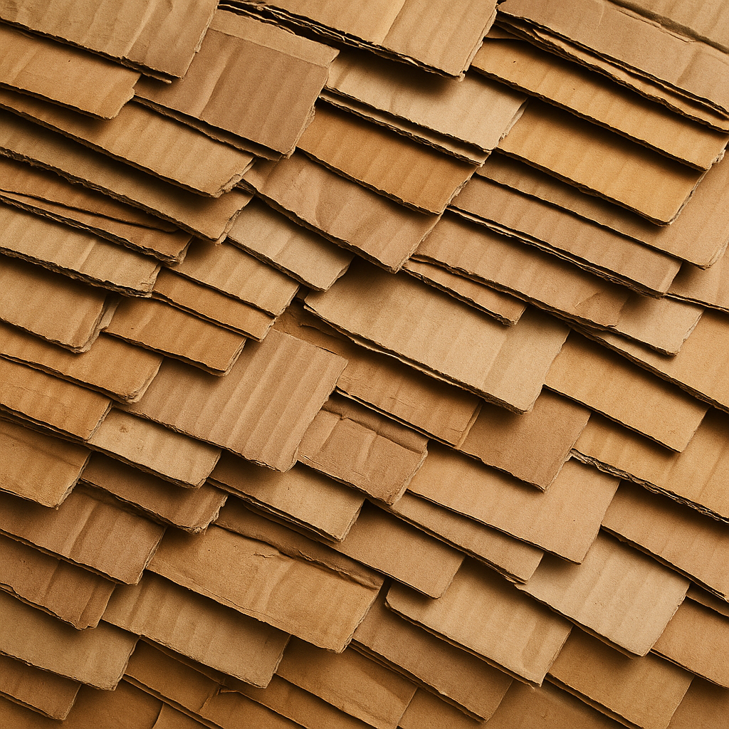 Close-up of a stack of brown cardboard boxes.