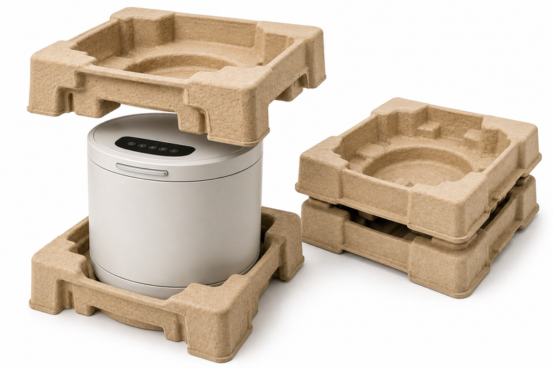 Thick-wall molded pulp cushion packaging for home appliance products