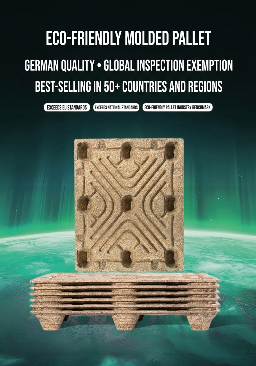 Moisture-resistant pressed wood pallet with MDI eco glue, engineered for waterproof performance and durable export transport packaging