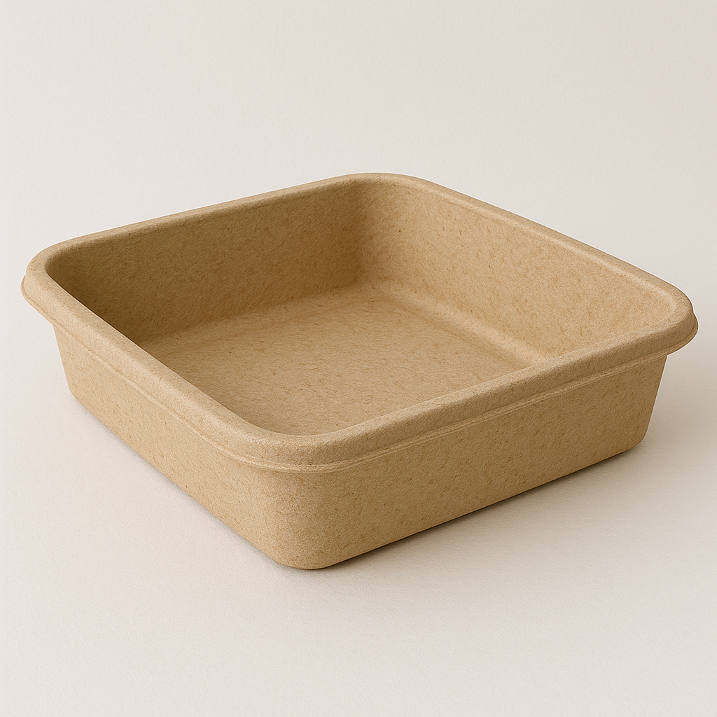 A top-down view of the disposable pet litter box, showing its inner depth and side profile